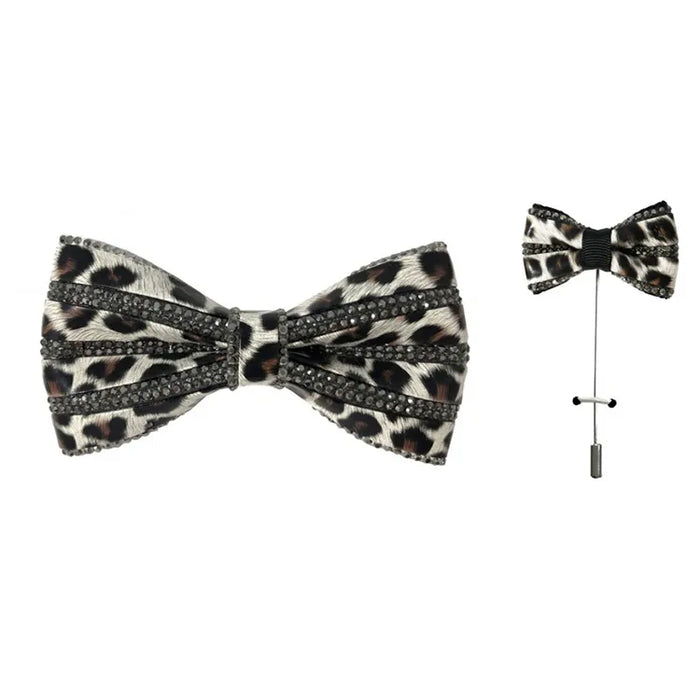 Leopard Skin Bow Tie and Lapel Pin
