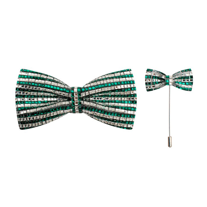 2-Tone Rhinestone Bow Tie with Lapel Pin"