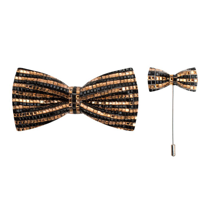 2-Tone Rhinestone Bow Tie with Lapel Pin"