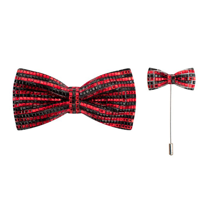 2-Tone Rhinestone Bow Tie with Lapel Pin"