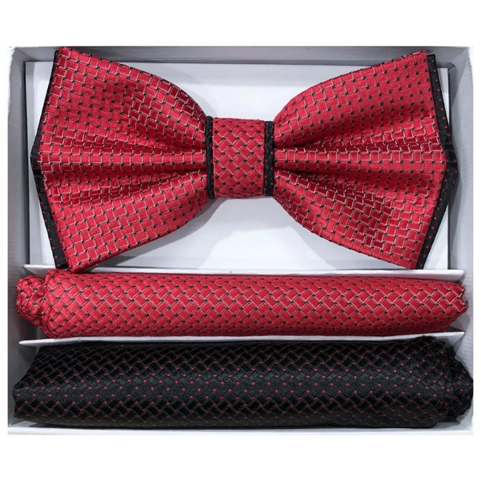 Two-Tone Pretied Bow Tie with Matching Hankies
