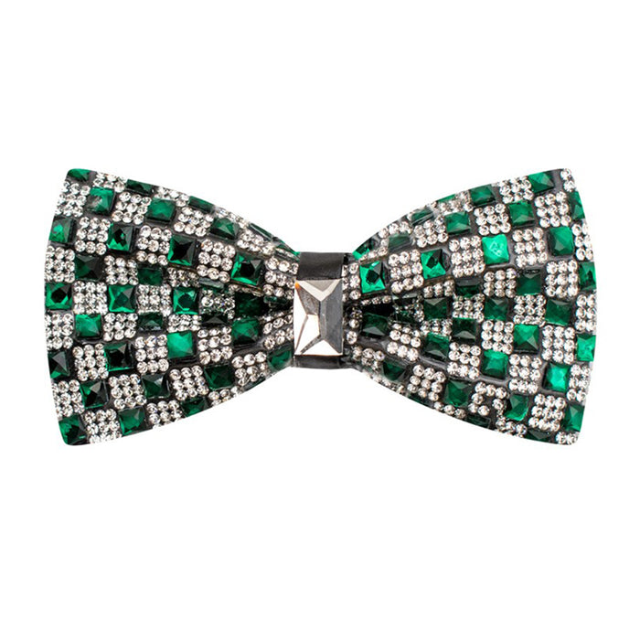 Jeweled Plaid Bow Tie