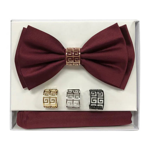 Burgundy Bow Tie with Matching Hanky