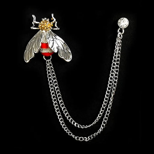 Jeweled Bumblebee Chain Brooch Lapel Pin