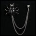 Jeweled Black Ladybug Chain Brooch Lapel Pin