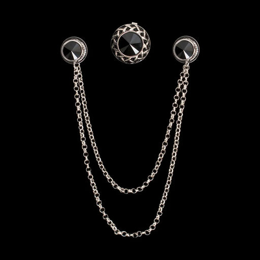 Silver Collar Chain with Button Cover