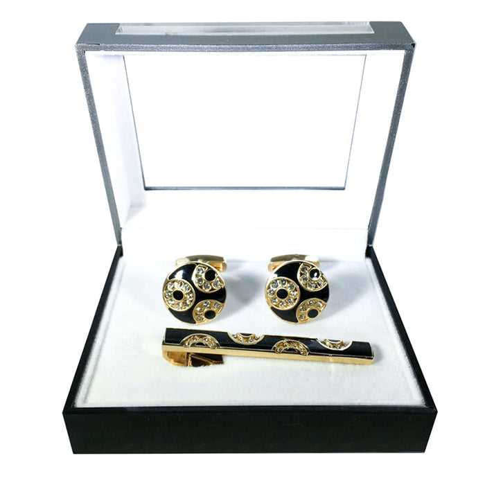 Men's Textured Bar Cufflink Tie-Bar Set
