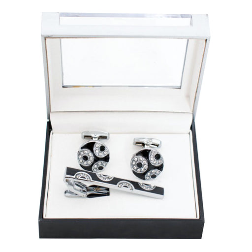 Men's Textured Bar Cufflink Tie-Bar Set
