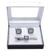 Square Rhinestone Encrusted Cufflink Tie-Bar Set