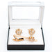 Rhinestone Encrusted Gold Crown Cufflink Tie-Bar Set