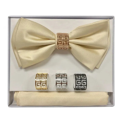 Champagne Bow Tie with Matching Hanky