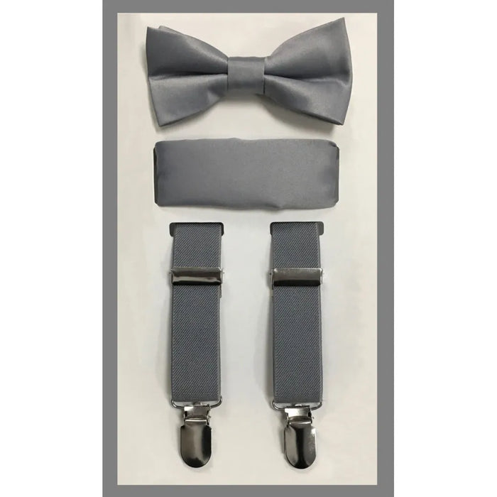 Kid's Clip Suspender Set w/ Bow Tie & Hanky