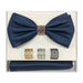Navy Blue Bow Tie with Matching Hanky