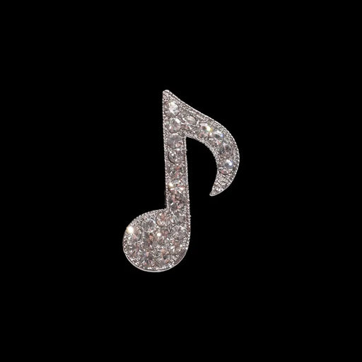 Rhinestone Encrusted Musical Note Lapel Pin