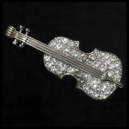 Rhinestone Encrusted Cello Lapel Pin