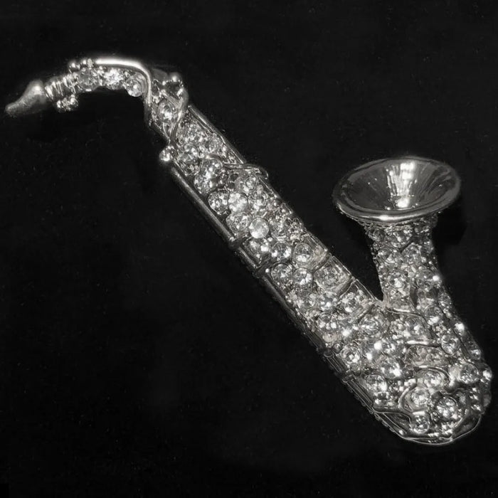 Jeweled Saxophone Lapel Pin
