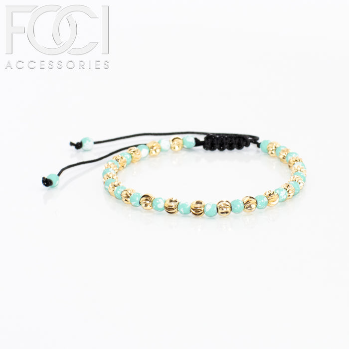 Unisex Gold and Colored Beaded Bracelet