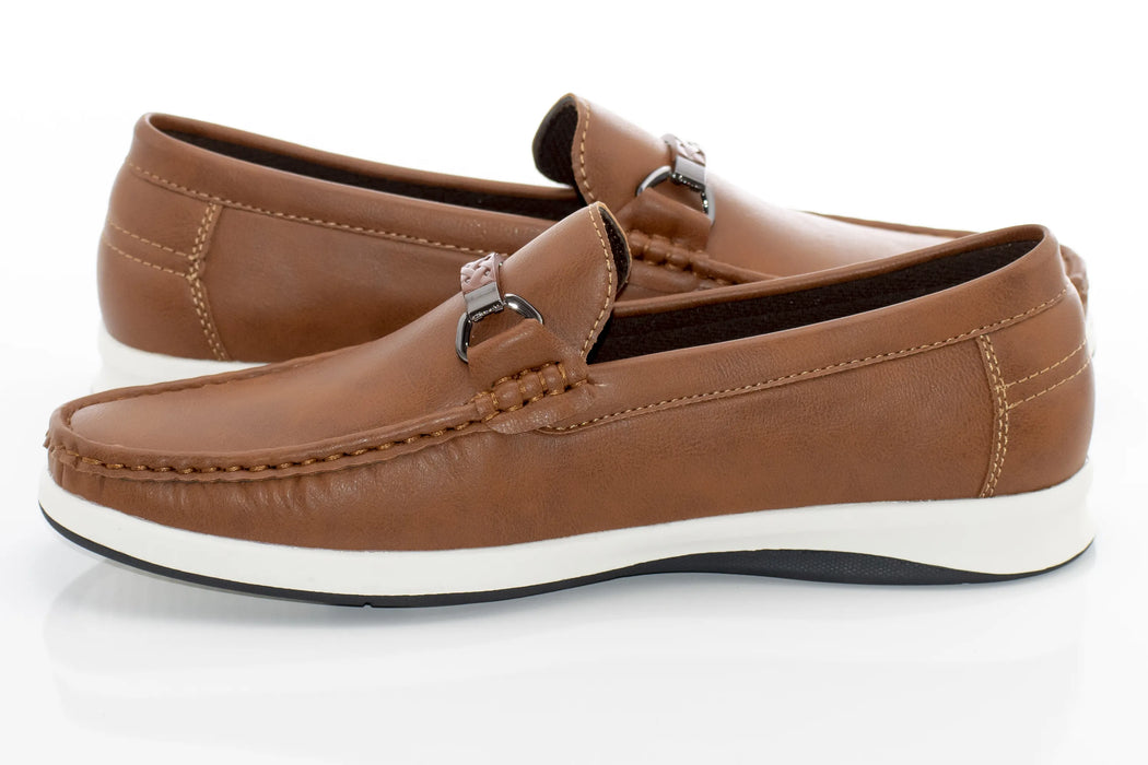 Tan Leather Cushioned Loafer with Braided Leather Bit