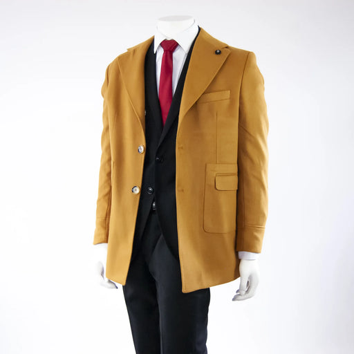 Men's Camel Brown Wool Overcoat