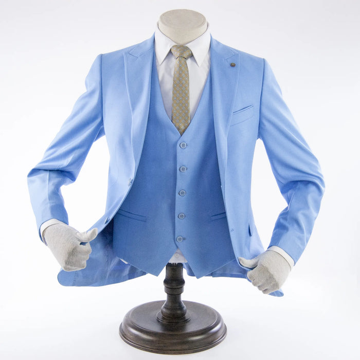 Light Blue 3-Piece Slim-Fit Suit
