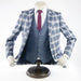 Men's Blue And White Plaid 3-Piece Slim-Fit Suit Vest