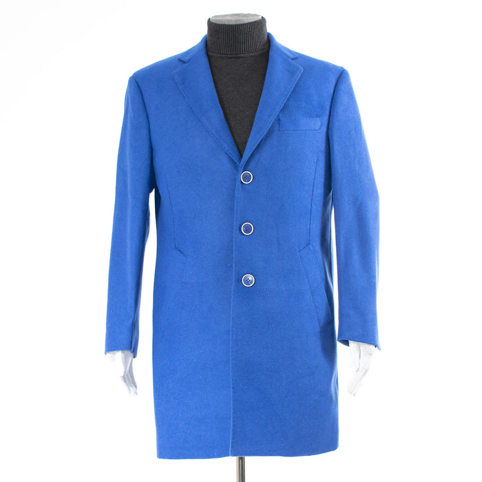 Royal Blue Modern-Fit Wool Overcoat