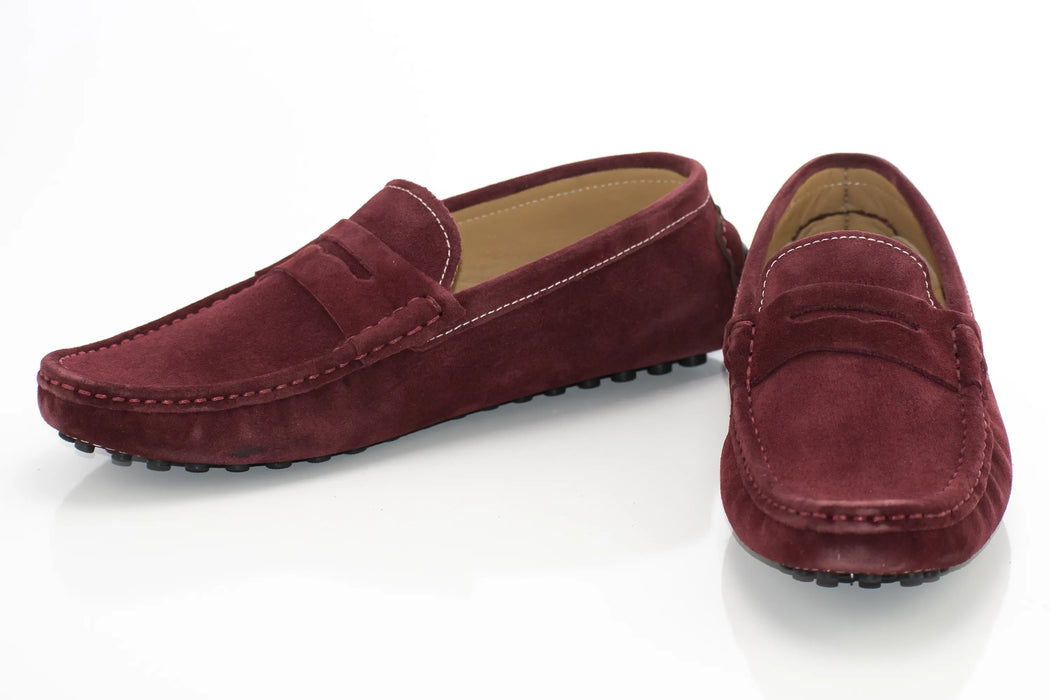 Burgundy Suede Penny Loafer - Vamp, Toe, Outsole