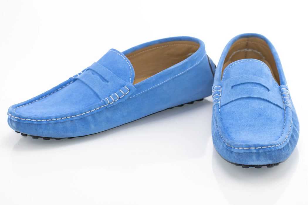 Light Blue Suede Penny Loafer - Vamp, Toe, Outsole