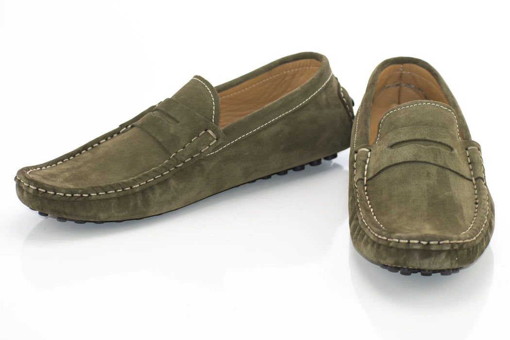 Olive Suede Penny Loafer - Vamp, Toe, Outsole