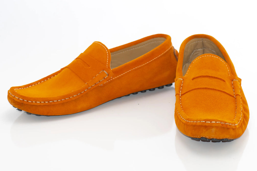 Orange Suede Penny Loafer - Vamp, Toe, Outsole