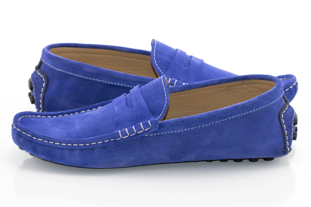 Sax-Blue Suede Penny Loafer Driver