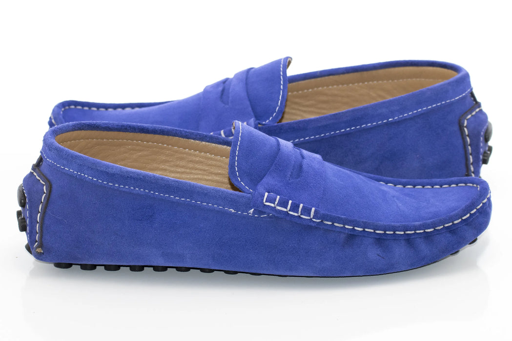 Sax-Blue Suede Penny Loafer Driver