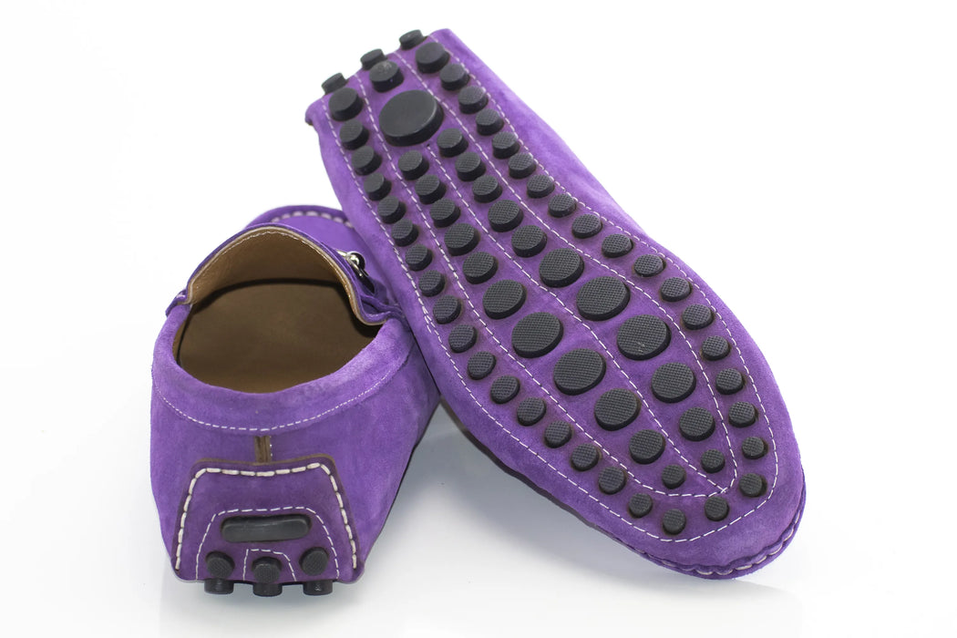 Men's Purple Suede Leather Oval Bit Dress Loafer Shoe