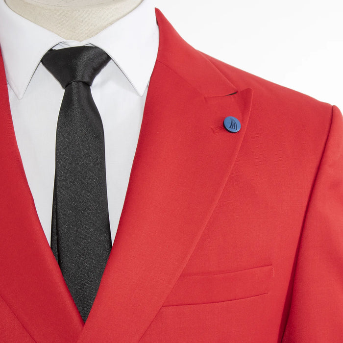 Red 2-Piece Double-Breasted Tailored-Fit Suit