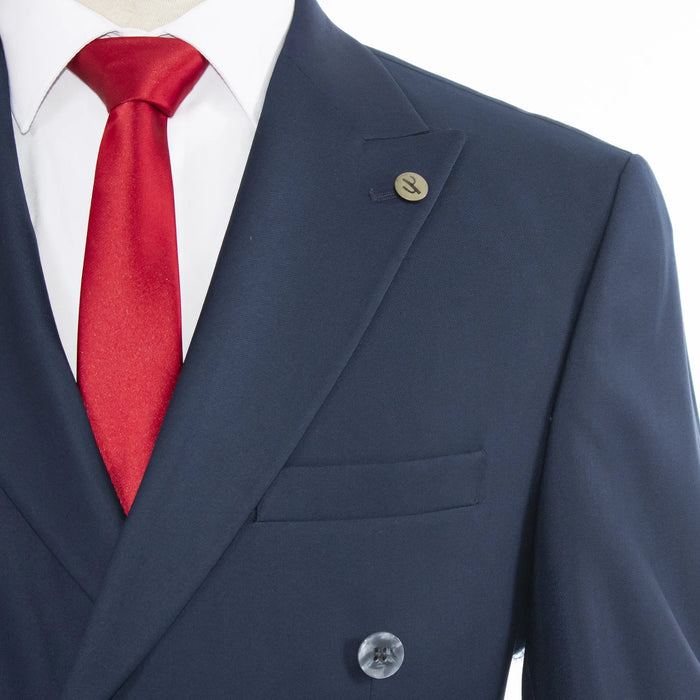Navy 2-Piece Double-Breasted Tailored-Fit Suit