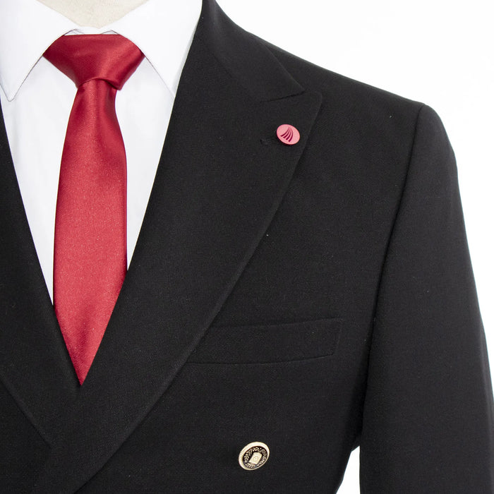 Black 2-Piece Double-Breasted Tailored-Fit Suit With Gold Buttons