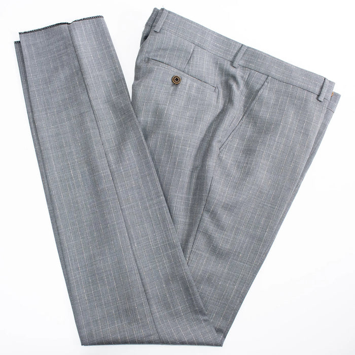 Men's Gray 2-Piece Double-Breasted 6-Button Suit With Pinstripes
