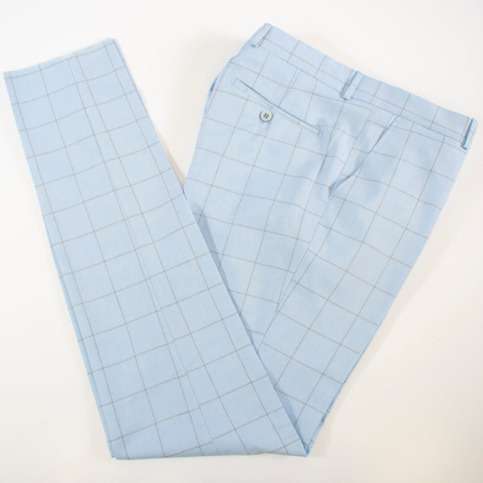 Light Blue 2-Piece Double-Breasted Checked Tailored-Fit Suit