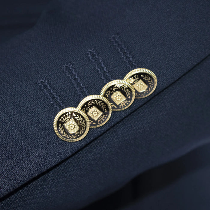 Navy 2-Piece Double-Breasted Tailored-Fit Suit with Gold Buttons