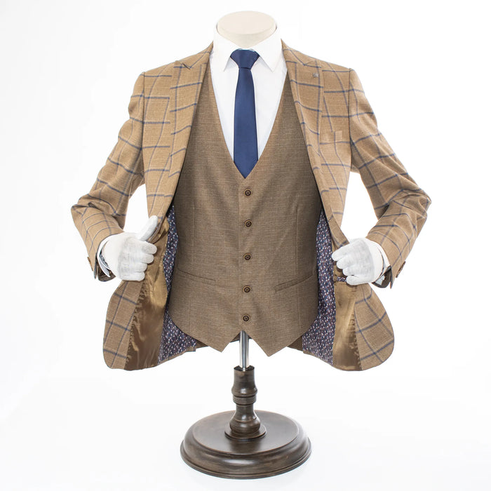 Coco And Blue Window Pane Slim-Fit 3-Piece Suit
