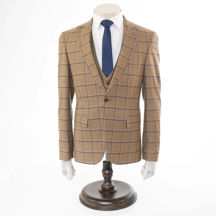 Coco And Blue Window Pane Slim-Fit 3-Piece Suit