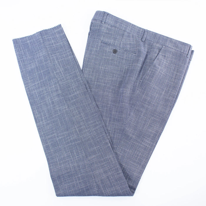 Navy And Gray Plaid Slim-Fit 3-Piece Suit