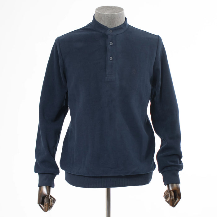 Prussian Blue Quarter-Button Mockneck Sweatshirt