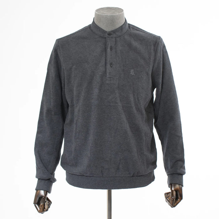 Charcoal Quarter-Button Mockneck Sweatshirt