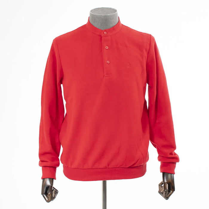 Red Quarter-Button Mockneck Sweatshirt