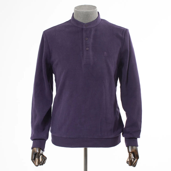 Dark Purple Quarter-Button Mockneck Sweatshirt