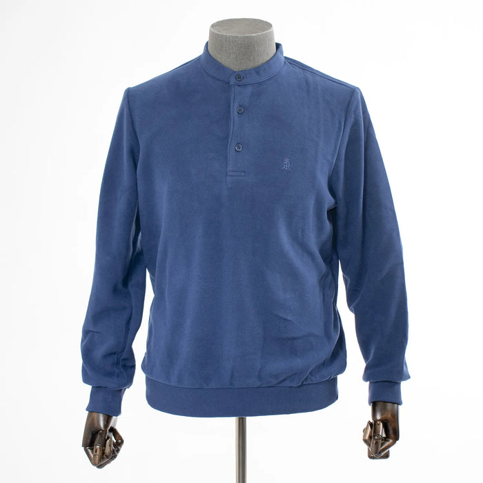 Midnight Blue Quarter-Button Mockneck Sweatshirt