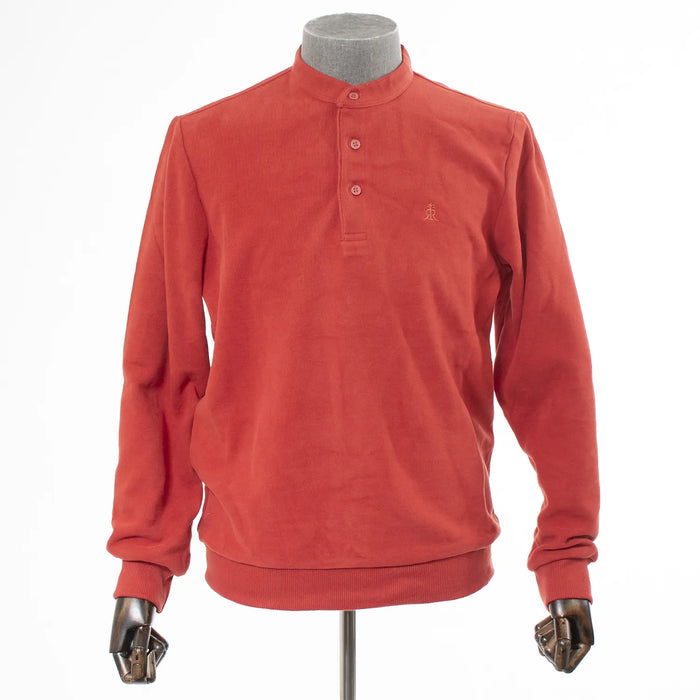 Brick Red Quarter-Button Mockneck Sweatshirt