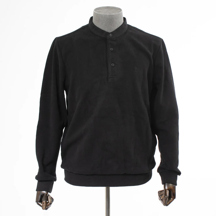 Black Quarter-Button Mockneck Sweatshirt