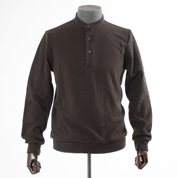 Walnut Quarter-Button Mockneck Sweatshirt